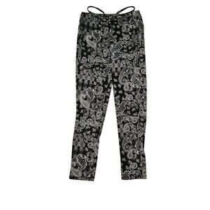 2/$35- Zoe + Phoebe Black & White Paisley Print Cutout  Leggings  Women Medium